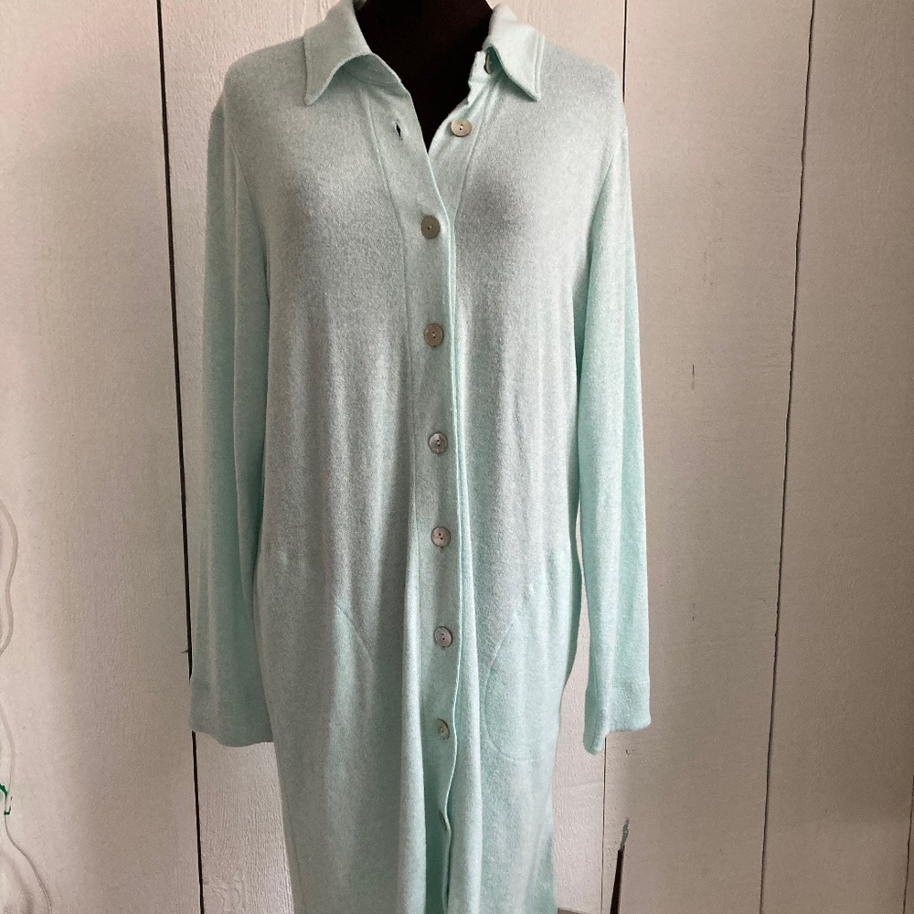 NWT Soft Surroundings Old Softy Aqua Lounge Shirt Size XS